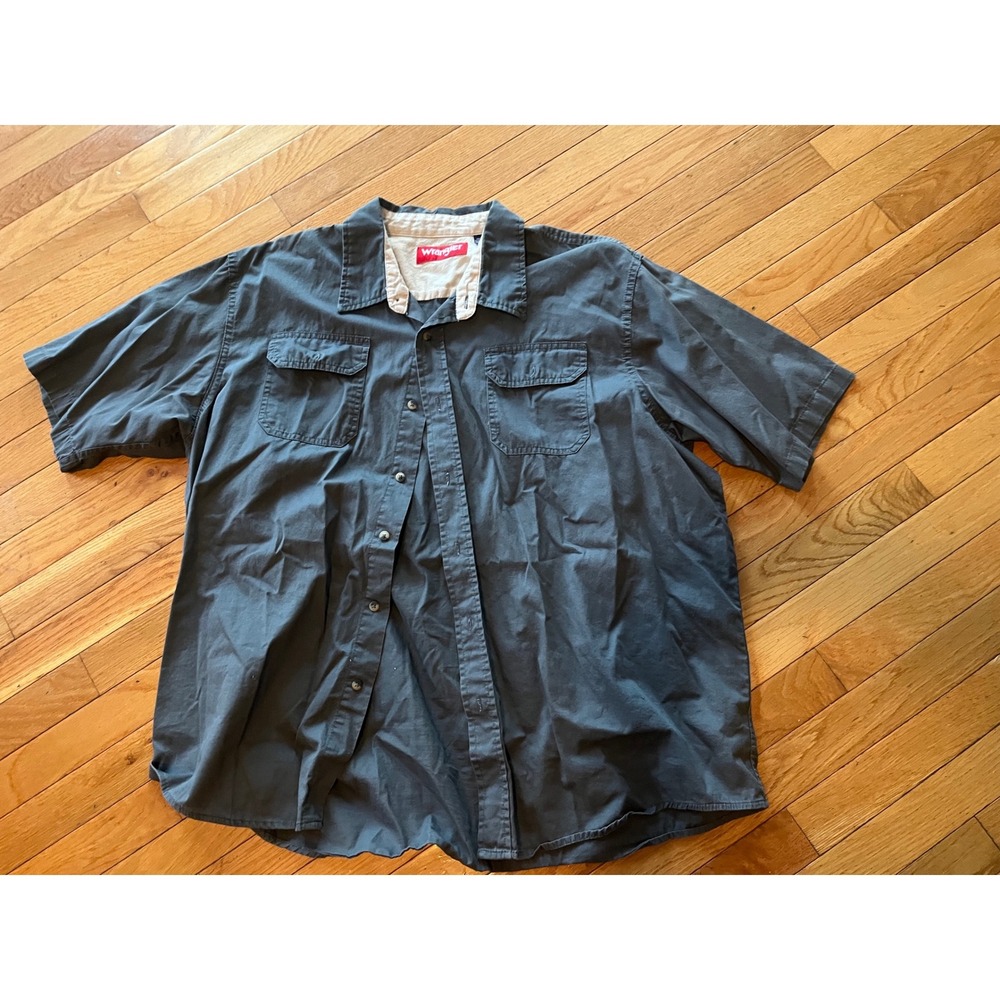 Wrangler Gray Utility Short Sleeve Button Button Down Shirt 2XL